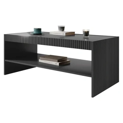 Abbildung von MIRJAN24 Couchtisch Vamos Grey (mit Regal), Fronten gefräst, 120x57x51 cm