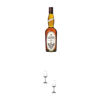 Abbildung von Dauphin Fine Calvados Pays d&#039;Auge Frankreich 0,7 Liter + Nosing Gläser Kelchglas Bugatti mit Eichstrich 2cl und 4cl 2 Stück