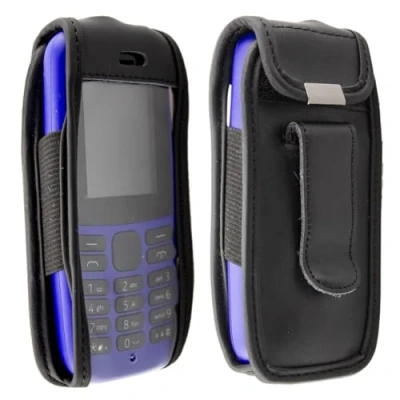 Abbildung von caseroxx Hülle Ledertasche mit Gürtelclip für Nokia 105 (2019) 4th Edition aus Echtleder, Tasche und Sichtfenster in schwarz