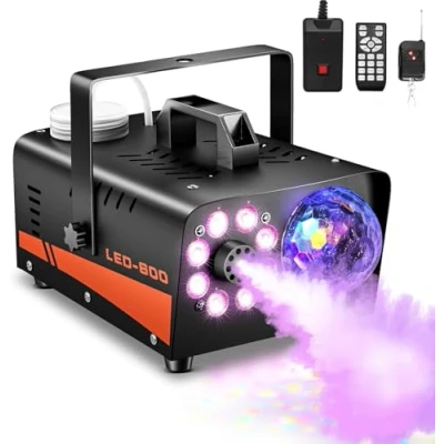 Abbildung von Nebelmaschine, 900W Rauchmaschine mit Discokugel Lichtern, Fernbedienung,3000CFM,13 farbigen LED Lichtern und RGB Effekt, für Halloween,Weihnachten, Hochzeitsfeiern &amp; Bühnenauftritte (A)