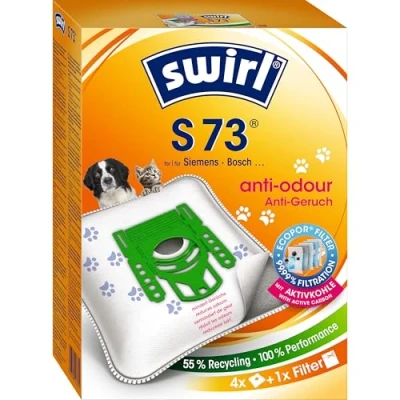 Abbildung von Swirl S 73 EcoPor Anti Geruch Staubsaugerbeutel für Siemens, Bosch, 4 Beutel, Weiß