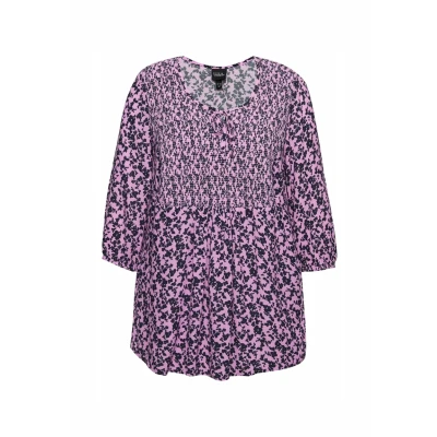 Abbildung von Ulla Popken Smocked Bodice Bluse, Damen, Größe: 46/48, Amethyst