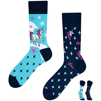 Abbildung von TODO Colours Lustige Socken mit Motiv Mehrfarbige, Bunte, Verrückte für die Lebensfreude (Einhorn, numeric_39)