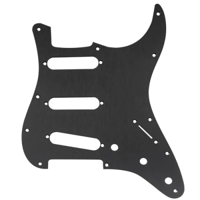 Abbildung von Musiclily Ultra 11 Löcher Eloxiertes Aluminium SSS Gitarren Schlagbrett für American/Mexican Fender Standard Strat Style E Gitarre, Schwarz