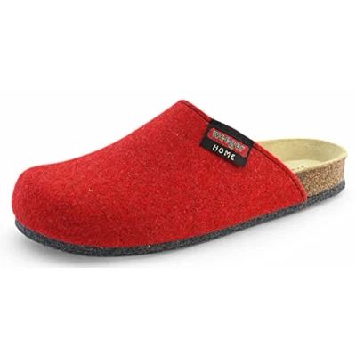 Abbildung von Pantoffelmann Bio Filzclog mit Korkfußbett ABS Filzsohle Herren Damen Filz Pantoffel Hausschuh (1 Paar) für Laminat und Parkettfußböden