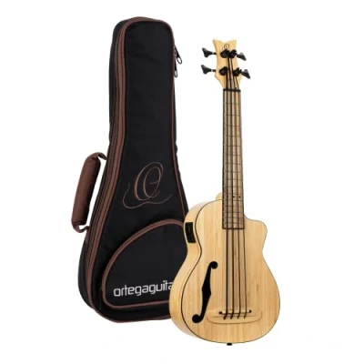Abbildung von Ortega Guitars Bass Ukulele elektro akustisch Bamboo Series inklusive Deluxe Gigbag Bambus (RUNAB UB)