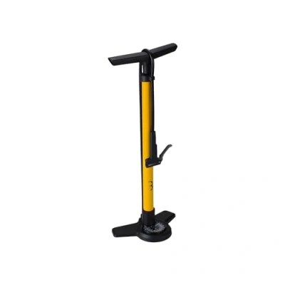 Abbildung von BBB Cycling AirBoost 2.0 Fahrradpumpe mit Druckanzeige Starke und präzise Standpumpe Kompatibel Presta, Schrader Dunlop 90 cm Hochdruckschlauch aus Gummi Gelb BFP 28