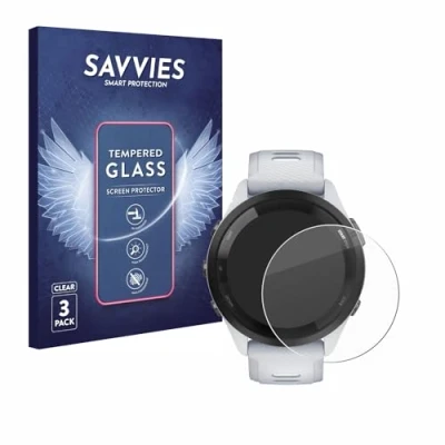 Abbildung von Savvies Panzer Schutz Glas für Garmin Forerunner 265 (46 mm) (3 Stück) 9H Hartglas, Anti Fingerprint, Displayschutz