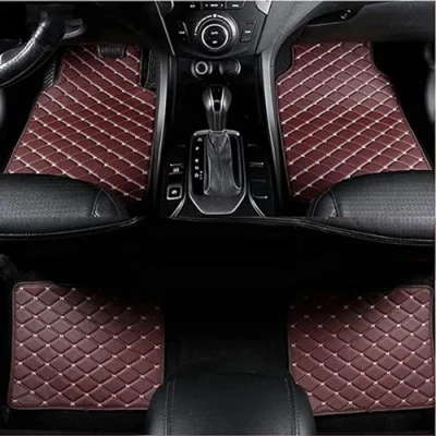Abbildung von Customize Auto Fußmatten für Audi A4 Avant B9 2018 2019 2020 2021 2022 2023+, Premium Leder Allwetter Vorn Hinten Wasserdicht Anti Rutsch Schmutzmatte, Coffee