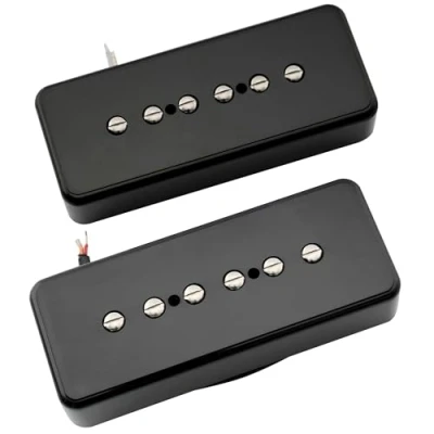 Abbildung von Artec ASA90 Alnico 5 P90 Soapbar Single Coil Tonabnehmer Hals Steg Pickups Set für E Gitarre, Schwarz