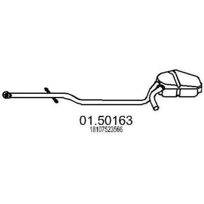 Abbildung von MTS 01.50163 Mittelschalldämpfer 2150 MINI: Schrägheck, Cabrio