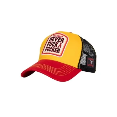 Abbildung von King Kerosin Herren Trucker Cap Mesh Lucki Maurer Ludwig Limited Edition Rocker Biker Star Koch Statement Stitching Never F*Ck A F*Cker