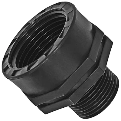 Abbildung von Gewinde Fitting Verschraubung aus Kunststoff PP PE PVC Muffennippel mit 1&quot; Rohr Innengewinde IG reduzierend auf 1/2&quot; Aussengewinde AG Zoll