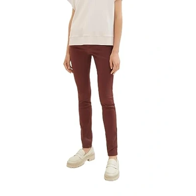 Abbildung von TOM TAILOR Damen Alexa Skinny Jeans in PU Leder Optik, 30337 Raisin, 31/30