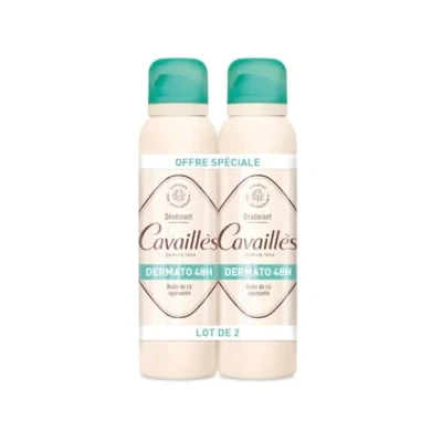 Abbildung von Cavaillès Dermato Beruhigendes Deodorant, 48 Stunden Spray, 2 x 150 ml, angereichert mit pflanzlichem Überfett schützt und pflegt empfindliche Haut Wirksamkeit Grüner Tee &amp; weiße