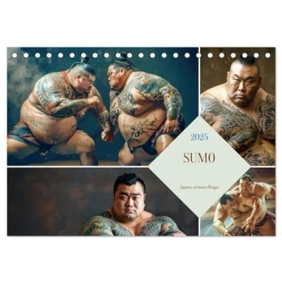 Abbildung von Sumo Japans schwere Ringer (Tischkalender 2025 DIN A5 quer), CALVENDO Monatskalender