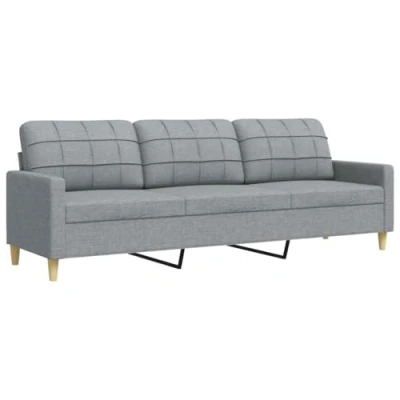 Abbildung von vidaXL 3 Sitzer Sofa, Polstersofa Couch mit Metallgestell, Relaxsofa für Wohnzimmer, Loungesofa Schlafsofa Gästesofa, Modern, Hellgrau Stoff