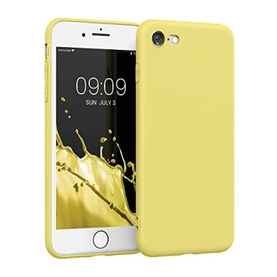 Abbildung von kwmobile Handyhülle kompatibel mit Apple iPhone SE (2022) / (2020) 8 7 Hülle Handy Case aus weichem Silikon in Gelb matt