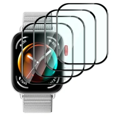 Abbildung von Dlxiks 4 Stück, Schutzfolie für Huawei Watch FIT 3, 9H Härte Folie Panzer Schutz Glas, Ultrabeständig,Anti Kratzen Hohe Klar Displayschutzfolie