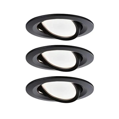 Abbildung von Paulmann 94471 Nova LED Einbauleuchte Coin 3er Set rund schwenkbar 3x6,5W Warmweiß Einbaustrahler Schwarz matt Spot Alu Einbaulampe 2700K