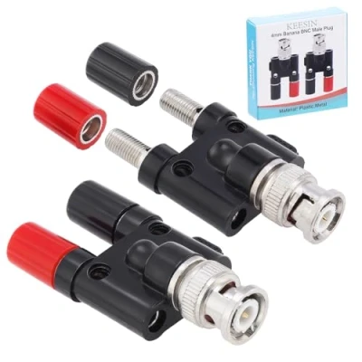 Abbildung von KEESIN BNC Stecker auf Dual 4 mm Bananen Buchse Binding Post Audio Adapter 2 Stücke