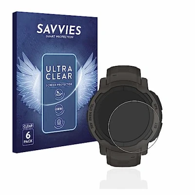 Abbildung von Savvies 6 Stück Schutzfolie für Garmin Instinct 2/2 Solar Displayschutz Folie Ultra Transparent