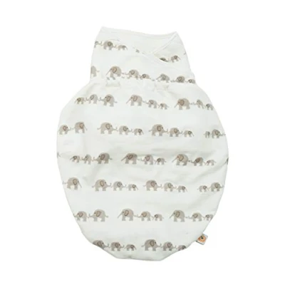 Abbildung von Ergobaby Pucksack Baby 0 3 Monate Baumwolle, Puck Schlafsack Ganzjahres Pucktuch Swaddler, 48 61cm / 3.2 6.4kg, Elephant