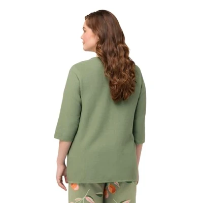 Abbildung von Ulla Popken 3/4 Sleeve Vneck Strickjacke, Damen, Größe: 54/56, Sage