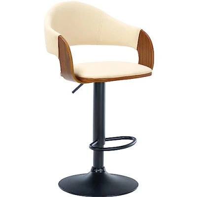 Abbildung von CLP Barhocker Nilse I Kunstleder Bezug Höhenverstellbar, Farbe:walnuss/Creme, Gestell Farbe:schwarz
