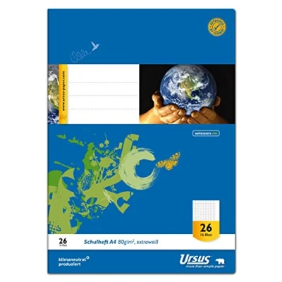 Abbildung von URSUS Schulheft 10 Schulhefte Nr. 26 kariert mit Rand DIN A4 Matheheft