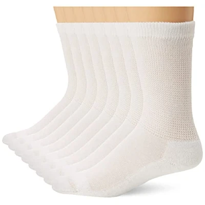 Abbildung von MediPeds Herren 8 Pack Diabetic Extra Wide Crew Socken, Weiss/opulenter Garten, 43 46 EU (8er Pack)