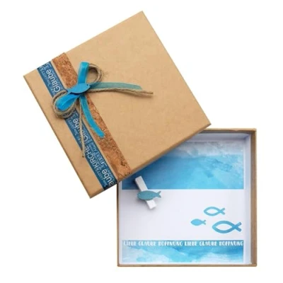 Abbildung von ZauberDeko Geldgeschenk Verpackung Fisch Blau Türkis Petrol Kommunion Konfirmation Geschenk Gutschein Isaak