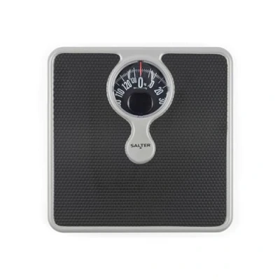 Abbildung von Salter 484 SBFEU16 mechanische Körperwaage mit Lupe Badezimmerwaage, maximal 133kg, kompaktes Personenwaage, einfach ablesbares Zifferblatt, keine Batterien, Gewicht in kg, st/lbs, silber/schwarz