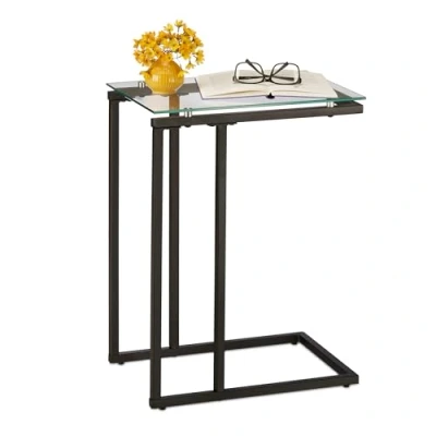 Abbildung von relaxdays Beistelltisch U Form aus Glas und Metall