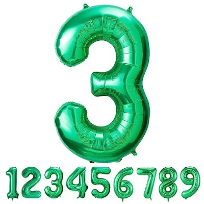 Abbildung von Geburtstag zahlen luftballon 3 jahre Folienballon XXL Grün Riesen in 40&quot; 101cm Geburtstagsdeko Ballon Zahl Deko zum fliegt mit Helium