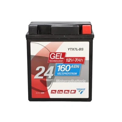 Abbildung von CARTEC Motorradbatterie YTX7L BS, 6Ah, 100A, Gel Technologie Motorrad Starter Batterie, Erstausrüsterqualität, zyklenfest, lagerfähig, wartungsfrei, schwarz