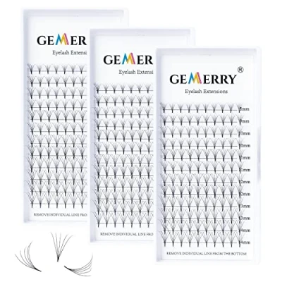 Abbildung von 3x 5D Fertig Fächer Wimpern 8 14mm mix Volumen Büschelwimpern für Wimpernverlängerung 0,07mm D curl Volumentechnik Lashes Natürlich von GEMERRY (5D 14mmx3)