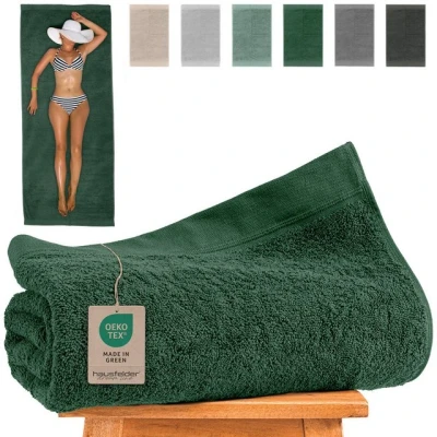 Abbildung von Hausfelder Handtücher Premium Saunatuch (Dunkelgrün, 1 Saunatuch, 80x200 cm), (1 St), 100% Baumwolle, weich, saugfähig, Uni Farben