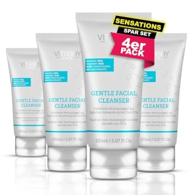 Abbildung von Vitabay Gentle Facial Cleanser zur Gesichtsreinigung 150ml x 4 Reinigungsgel für Gesicht mit Zink Anti Pickel Waschgel Face Wash Gesichtsreiniger Gesichtsreinigungsgel
