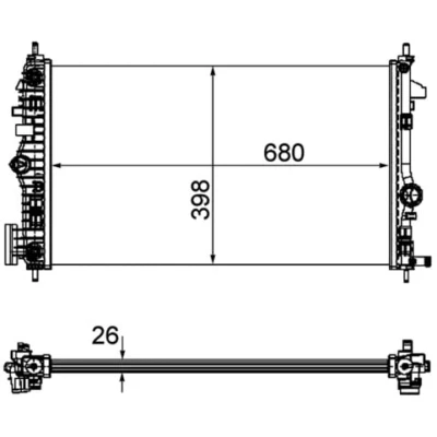 Abbildung von MAHLE ORIGINAL CR 1103 000P Kühler, Motorkühlung für Fahrzeuge mit Klimaanlage 680 398 26 Kühlrippen gelötet OPEL: Insignia A Sports Tourer