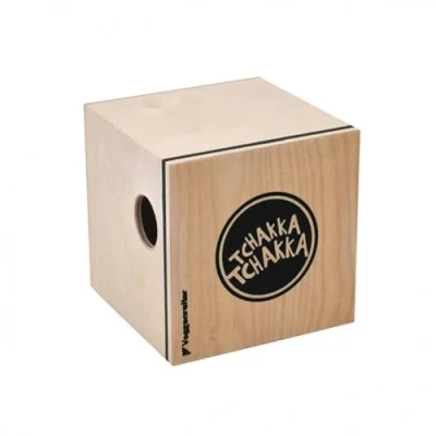 Abbildung von VOLT KazooJon Würfel Mini Cajon Bongo Kazoo Holz Schlagwerk Instrument (12 x 12 cm, Birke / Pinie, patentierte Schlagflächen, mit Dämpfungselement), Braun Grün