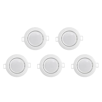 Abbildung von McShine Einbauleuchten Set 5x LED Deckenspot schwenkbar Rahmen + Modul Einbaustrahler 230V weiß rund Ø87mm, 265 lm Licht warmweiß 3000K, Einbauspot für Wohnzimmer, Bad, Küche
