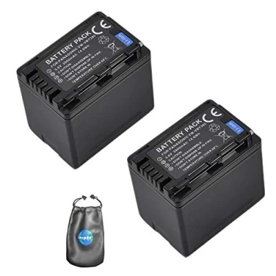 Abbildung von amsahr Valuepack (2 Count): Digital Ersatz Kamera und Camcorder Akku für Panasonic VW VBT380, HC V Serie: V110, V130, V160, V180 Inklusive Objektiv Zubehör Pouch