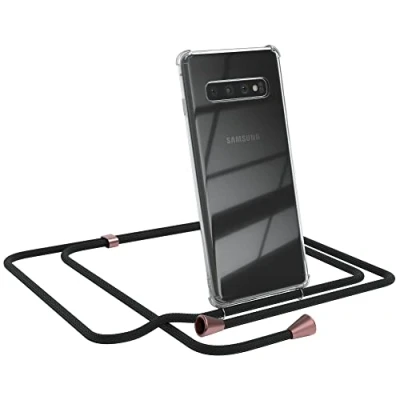 Abbildung von EAZY CASE Handykette kompatibel mit Samsung Galaxy S10 Handyhülle Umhängeband, Handykordel Schutzhülle, Silikonhülle, Hülle Band, Stylische Kette für Smartphone, Clips in Rose