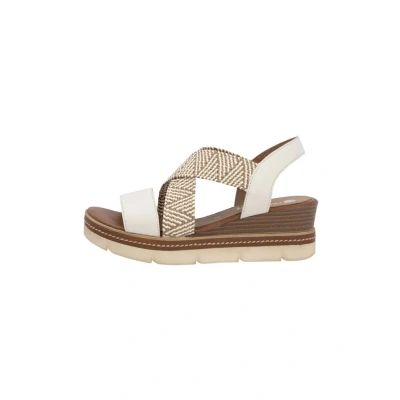 Abbildung von Remonte Damen Keilsandalen D2L54, Frauen Sandalen,Keilsandaletten,Keilabsatz,Wedge Heel,hoch,Sommerschuhe,Freizeitschuhe,beige Kombi (60),42 EU