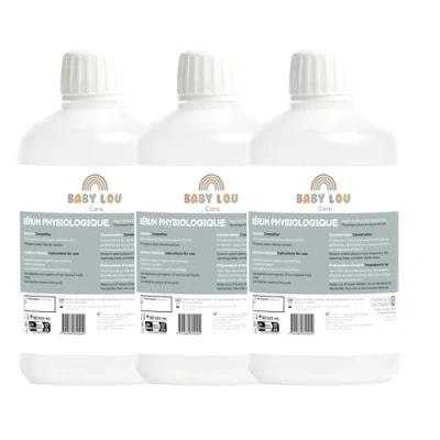 Abbildung von BABYLOU CARE Physiologisches Serum Flasche NaCl 0,9% Waschen der Nasenhöhlen &amp; Augenhygiene Augen Nasenhygiene Für externe Irritation Hergestellt in Frankreich 3 x 500 ml