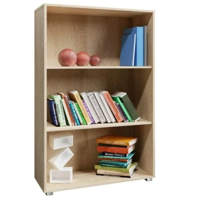 Abbildung von Casaria® Bücherregal 3 Fächer 115x60x28cm Höhenverstellbare Böden Holz Offen Modern Stehend Arbeitszimmer Büro Wohnzimmer Standregal Regal Vela Eiche