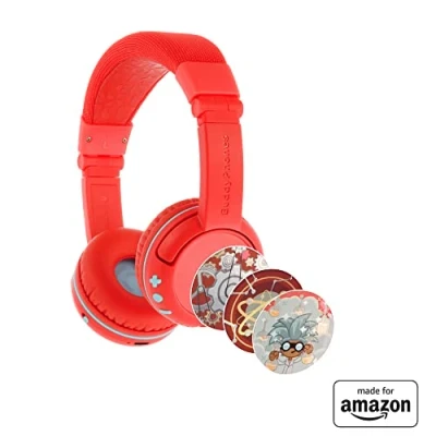 Abbildung von Brandneu und „Made for Amazon“: Bluetooth Kinderkopfhörer BuddyPhones PlayTime mit Lautstärkebegrenzung (Alter: 3 7 Jahre), Rot