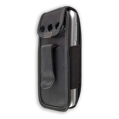 Abbildung von caseroxx Hülle Ledertasche mit Gürtelclip für Alcatel 2008G aus Echtleder, Tasche und Sichtfenster in schwarz