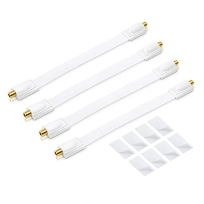 Abbildung von conecto 4X Premium Fensterdurchführung für SAT Kabel koaxial inkl. Klebepads (F Kupplung auf F Kupplung, vergoldet) weiß, 26 cm